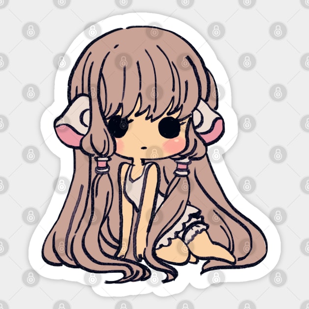 pink pastel chibi chii / chobits elda chi motosuwa Sticker by mudwizard